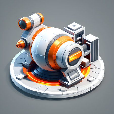 3d rendering of an industrial machine on a gray background. 3d illustrationの素材