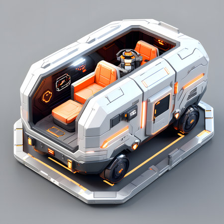 3d rendering of a monster truck in isometric projection isolated on gray backgroundの素材
