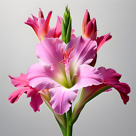 Bouquet of pink lily flowers isolated on white background.の素材