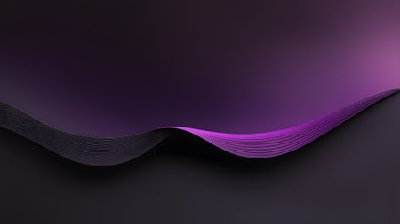 Abstract 3d rendering of wavy surface. Dark background with purple lines.の素材