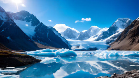 Panoramic view of the glacier in Cordillera Blanca, Peruの素材
