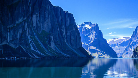 Natural landscape of a blue lakeの素材