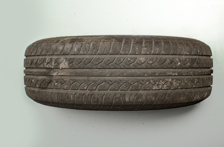 old car tire tread worn dirtyの写真素材