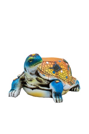 ceramic turtle on a white backgroundの写真素材