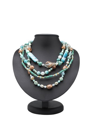Beautiful jewelry on a mannequin on a white backgroundの写真素材