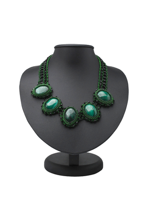 Beautiful jewelry on a mannequin on a white backgroundの写真素材