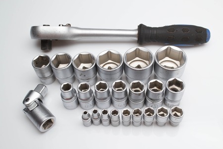 A set of wrenches on a white backgroundの写真素材