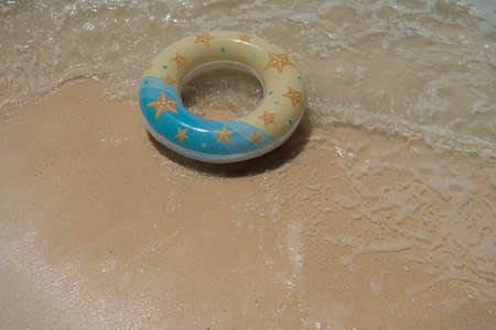 inflatable circle on the beachの写真素材