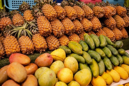Variety of Thai fruits fruits on the counter