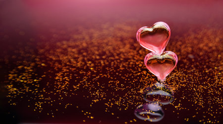 transparent hearts on a sparkling background with copy space. valentine's day conceptの写真素材
