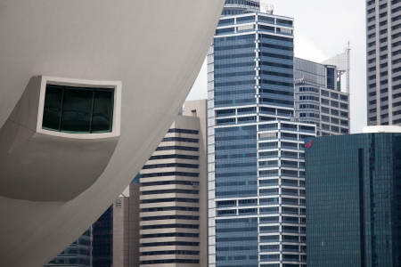 View over Singapore city center from art science museumのeditorial素材