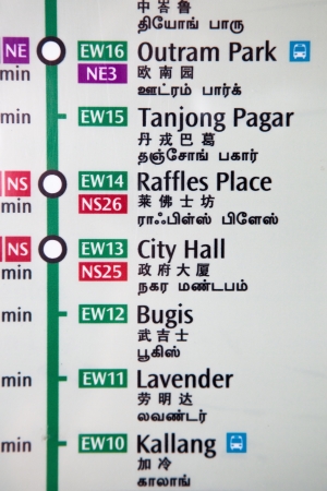 Close up of stations on the Singapore subway mapのeditorial素材