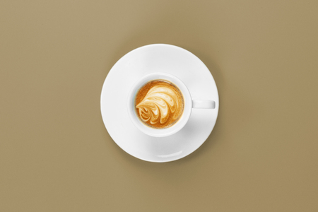 espresso cup with foam decorationの写真素材