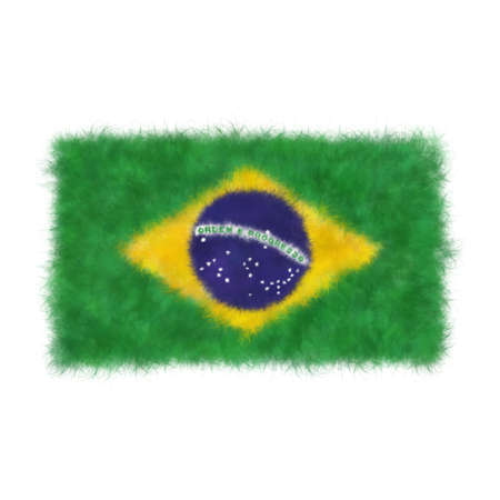 3D Illustration of Realistic Brazilflag in Felt Fabricの写真素材