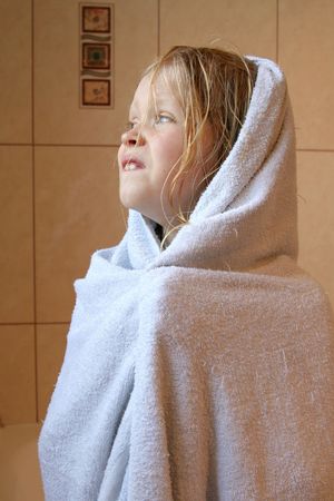 Little girl and towelの写真素材