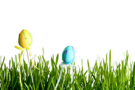 Colorful Easter eggs on a white background