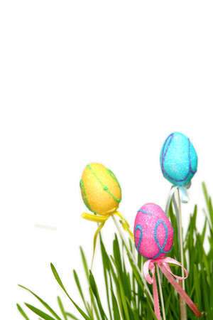 Colorful Easter eggs on a white background