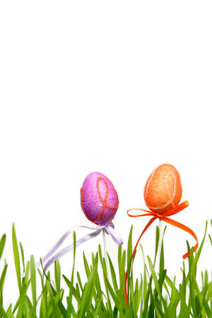 Colorful Easter eggs on a white background