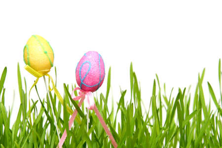 Colorful Easter eggs on a white background