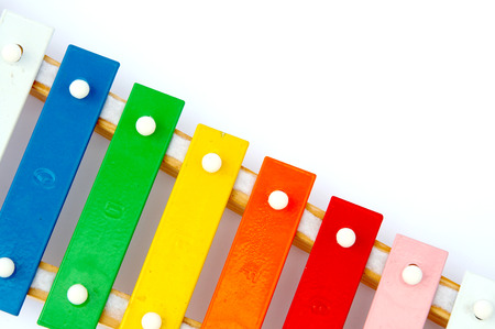 Rainbow xylophone on a light backgroundの写真素材