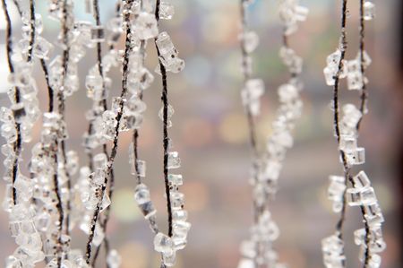 Silver stars chain on a glittering backgroundの写真素材