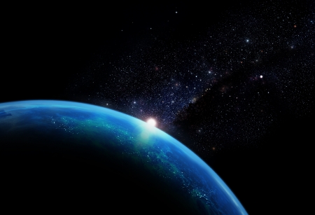 Planet with galaxyの写真素材