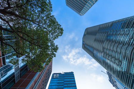 modern architectural with green leavesの写真素材