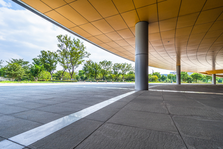 public square with empty road floor in downtownの写真素材