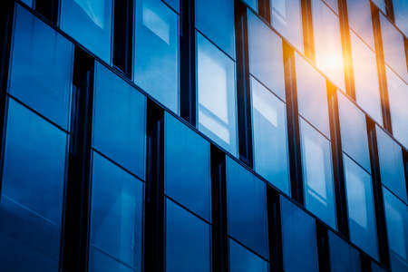 Abstract building. blue glass wall of skyscraperの写真素材