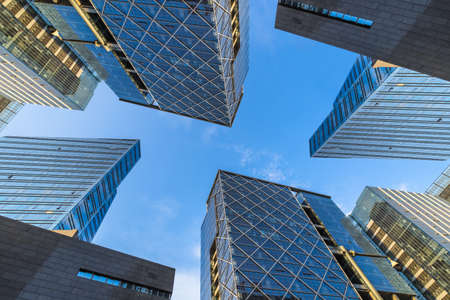 low angle view of skyscrapers in city of China.の写真素材
