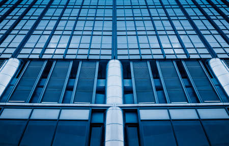 Close-Up of Modern Office Buildings in city of China.