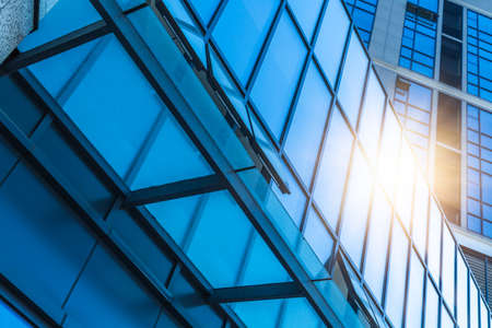 Close-Up of Modern Office Buildings in city of China.