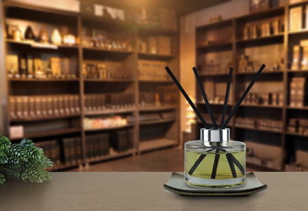 luxury aroma scented reed diffuser crystal bottle is used as room freshener and decoration items on...