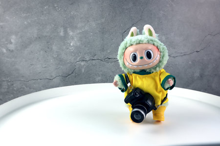 art toys Labubu key chain collection from Pop Mart blind box collectable cute toys display on white...