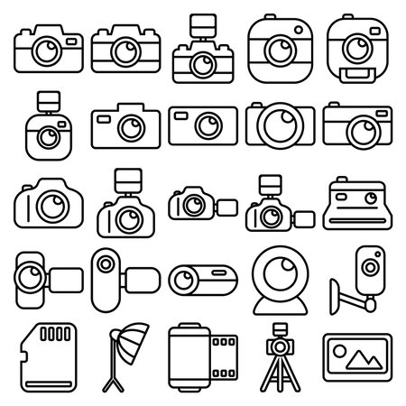 Icon Collection About Camera and Photography. Can be used for mobile applications or websitesのイラスト素材