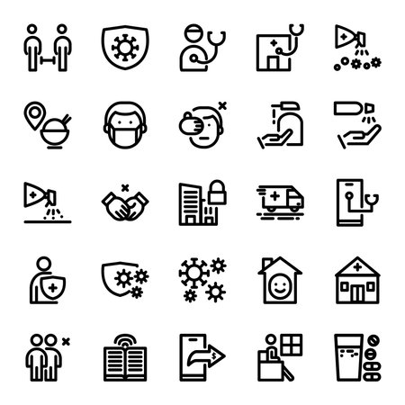 25 Collection of Icons About  Virus and Health. Can be used for mobile applications or websitesのイラスト素材