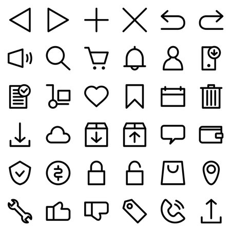 Media Player And Internet Icon Collection on whiteのイラスト素材