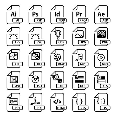 Set of file format iconsのイラスト素材