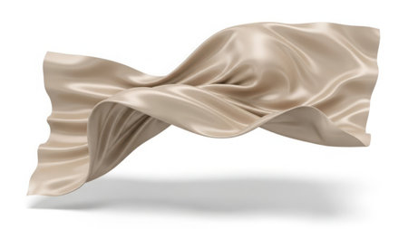 Elegant satin fabric drape in soft beigeの素材