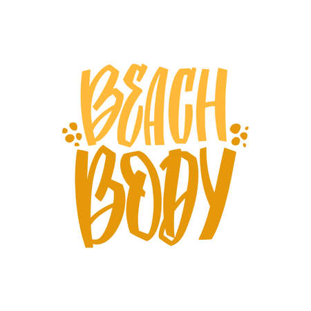 Beach body- hand lettering for fitness and sport apps, summer party, flyers, banners, posters, stickers, prints t shirt. Calligraphy vector illustrationのイラスト素材
