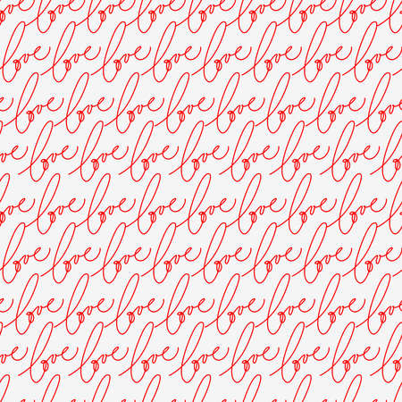 Repeating text Love seamless pattern with hand lettering and calligraphy. Vector illustration for Valentines day, greeting cards, posters, digital and wrapping papersのイラスト素材