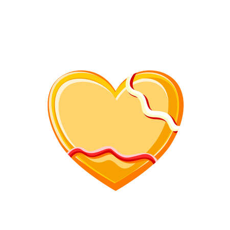Crunchy cracker cookies flat vector illustrations set. Heart shaped crispy biscuits in style. Trafitional dry snacks isolated on white background. Healthy homemade pastriesのイラスト素材