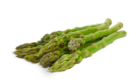 Green ripe asparagus isolated on a white background.の写真素材
