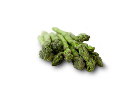 Green asparagus isolated on a white background.の写真素材