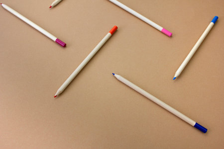 Pencils on paper background, pattern.の写真素材