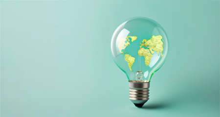 The concept of the spread of green energy in the world, copy space. Image generated by AI.の素材