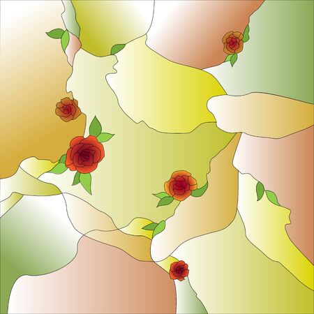 stained-glass window with flowers sketchのイラスト素材