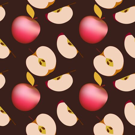Seamless pattern with apples on a dark backgroundのイラスト素材