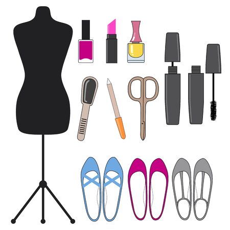 a set of fashionable things for a womanのイラスト素材
