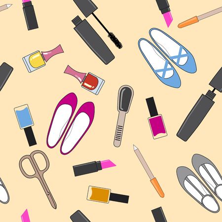 seamless pattern with fashionable women's thingsのイラスト素材